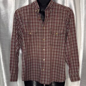 Woolrich Men’s Large Button Down Collar Plaid Long Sleeve Cotton Shirt - Read